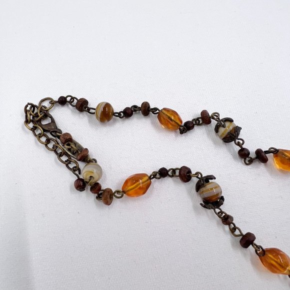 NWOT - NY & CO - Brown, Orange & Cream Beaded BOHO Style “Y” 16” Necklace - Picture 8 of 8